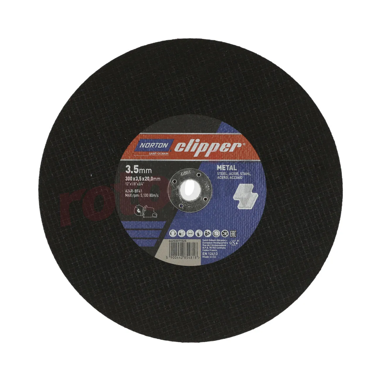 Disque à Couper Métal 300x3,5x20mm Norton A24R-300x3,5x20-T41 NOR-Clipper