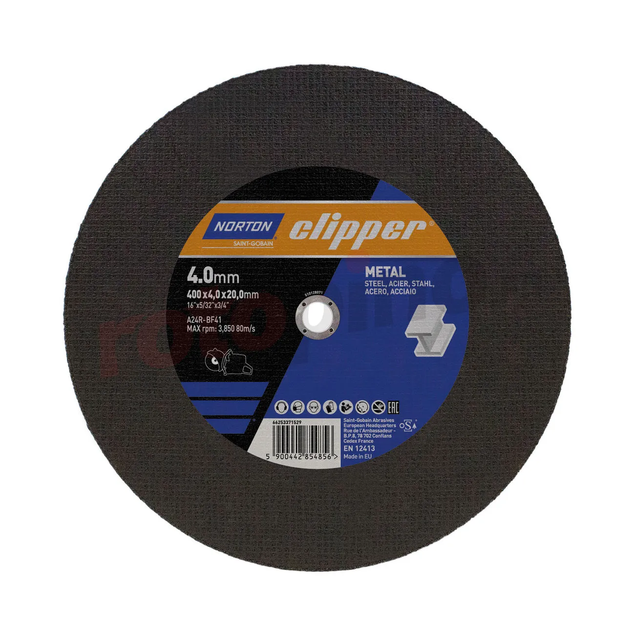 Disque à Couper Métal 400x4,0x20mm Norton A24R-400x4.0x20-T41 NOR-Clipper
