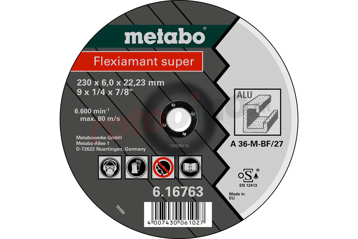 Disque à Poncer 180x6.0x22.2mm Pour L'aluminium (convexe) Metabo Flexiamant Super A 36-M