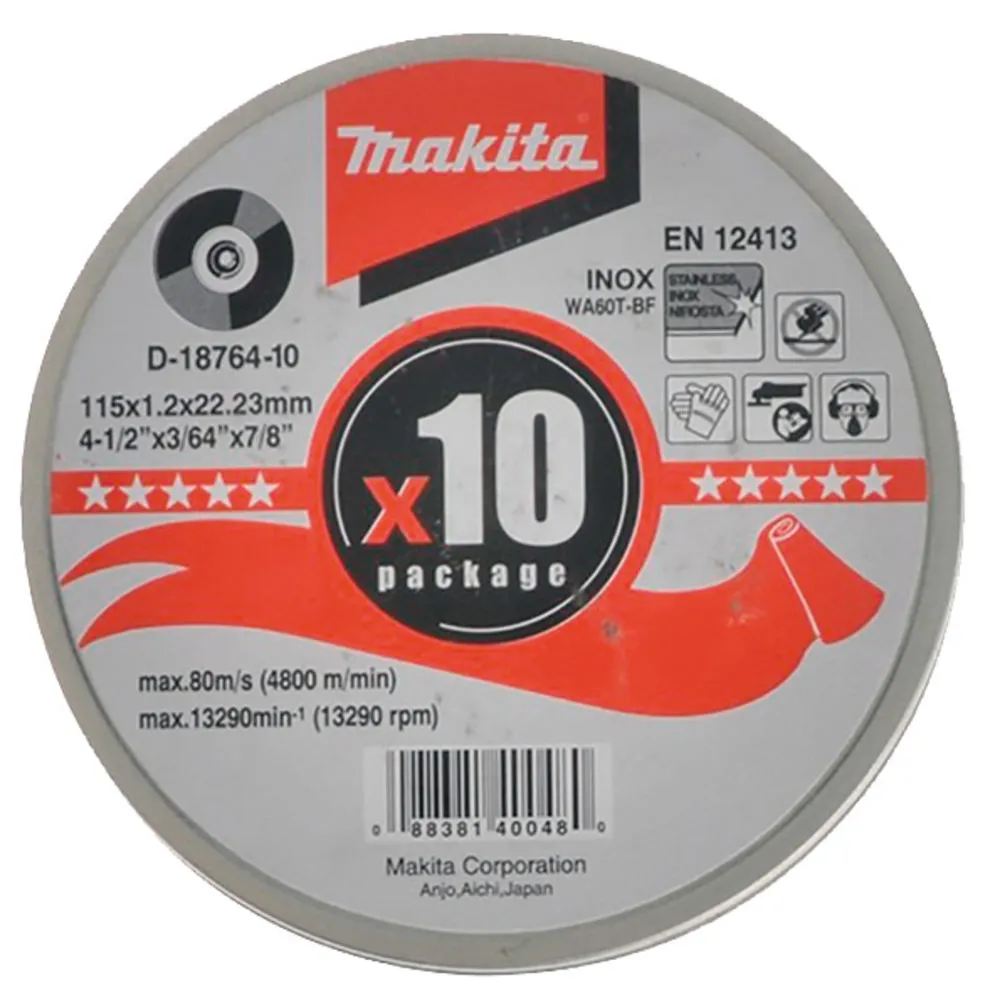 Disque à Tronçonner 115x22,23x1,2mm , 10pcs Makita D-18764-10