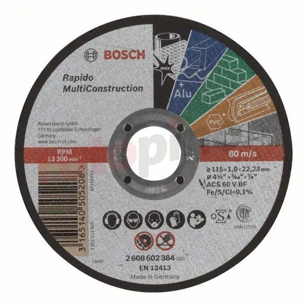 Disque à Tronçonner à Moyeu Plat Rapido Multi Construction Bosch