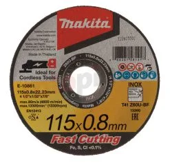 Disque à Tronçonner Inox 115x0.8x22mm Extra Fin Makita E-10861