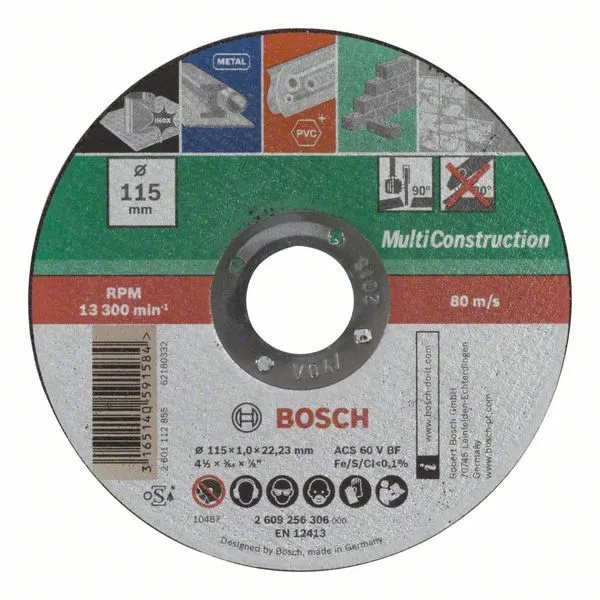Disque De Coupe, Droit, Multi Construction 115mm Bosch