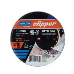 Jeu De 10 Disques à Tronçonner Metal/inox 125x1,0mm Norton TWSET A60S-125x1.0x-T41 NOR-Clipper 10xc