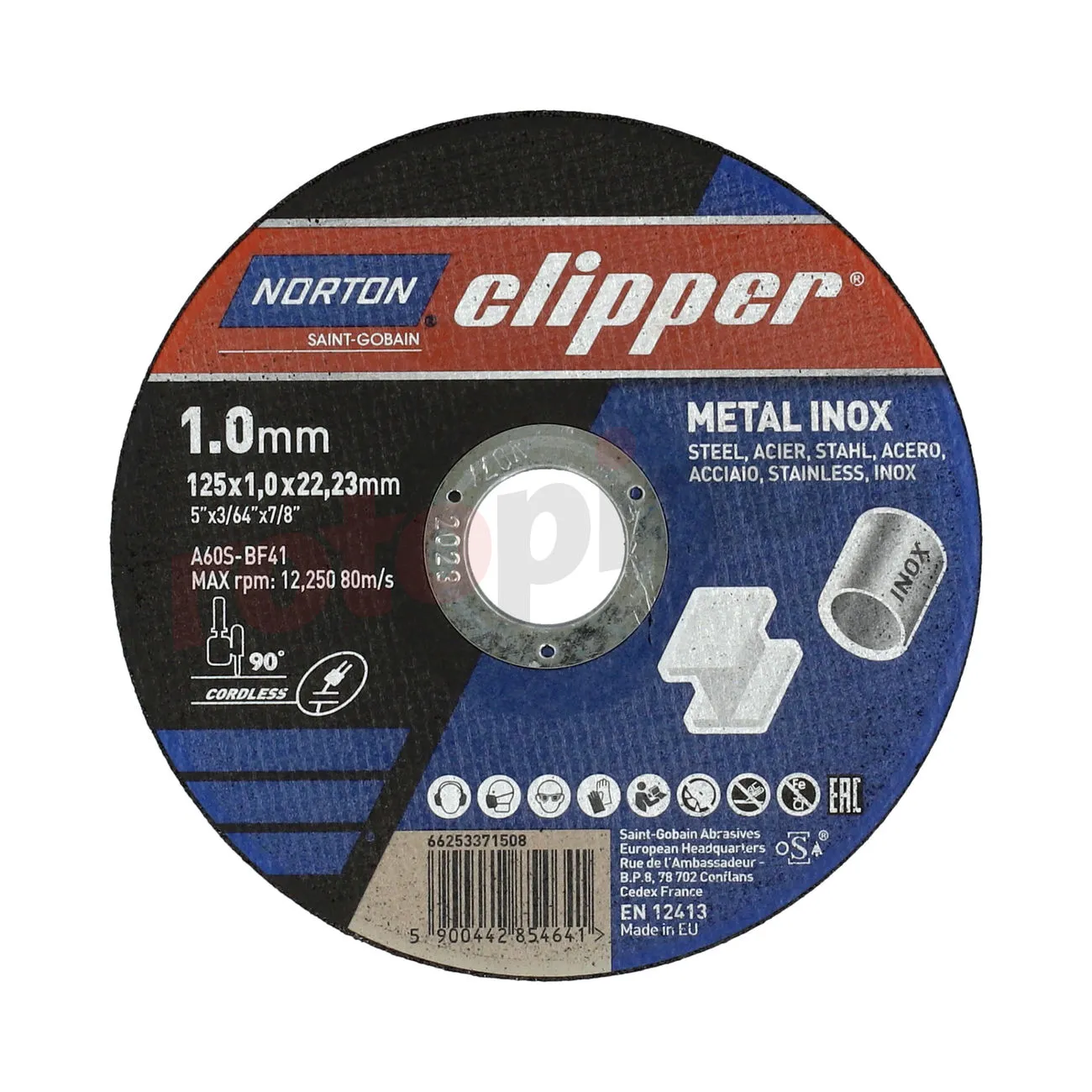 Jeu De 10 Disques à Tronçonner Metal/inox 125x1,0mm Norton TWSET A60S-125x1.0x-T41 NOR-Clipper 10xc – Image 2