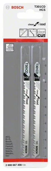 Jeu De 2 Lames De Scie Sauteuse T301CD Bosch Clean For Wood