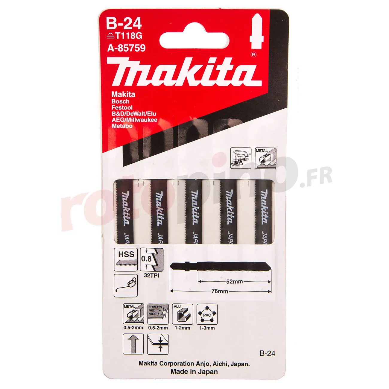 Lame à Scie Sauteuse HSS 52 B-24 Coupe Normale Makita A-85759
