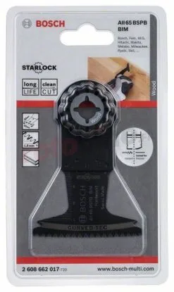 Lame BIM Pour Outils Avec Interface AII 65 BSPB Hard Wood Bosch 2608662017