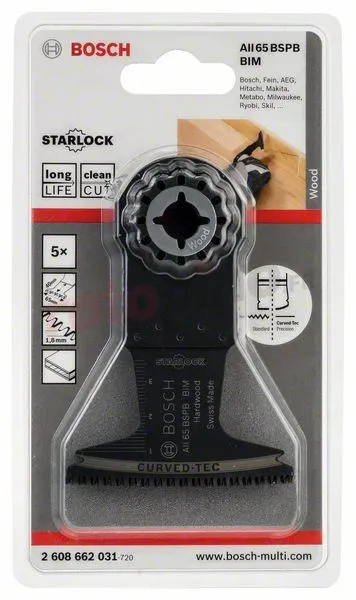 Lame BIM Pour Outils Avec Interface AII 65 BSPB Hard Wood Bosch 2608662031